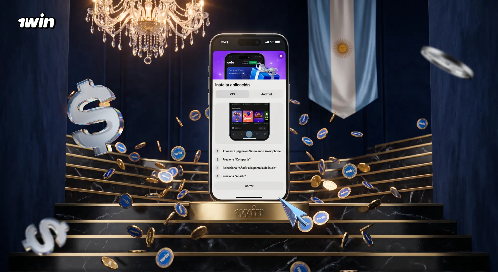 App de 1win Argentina para Android e iOS